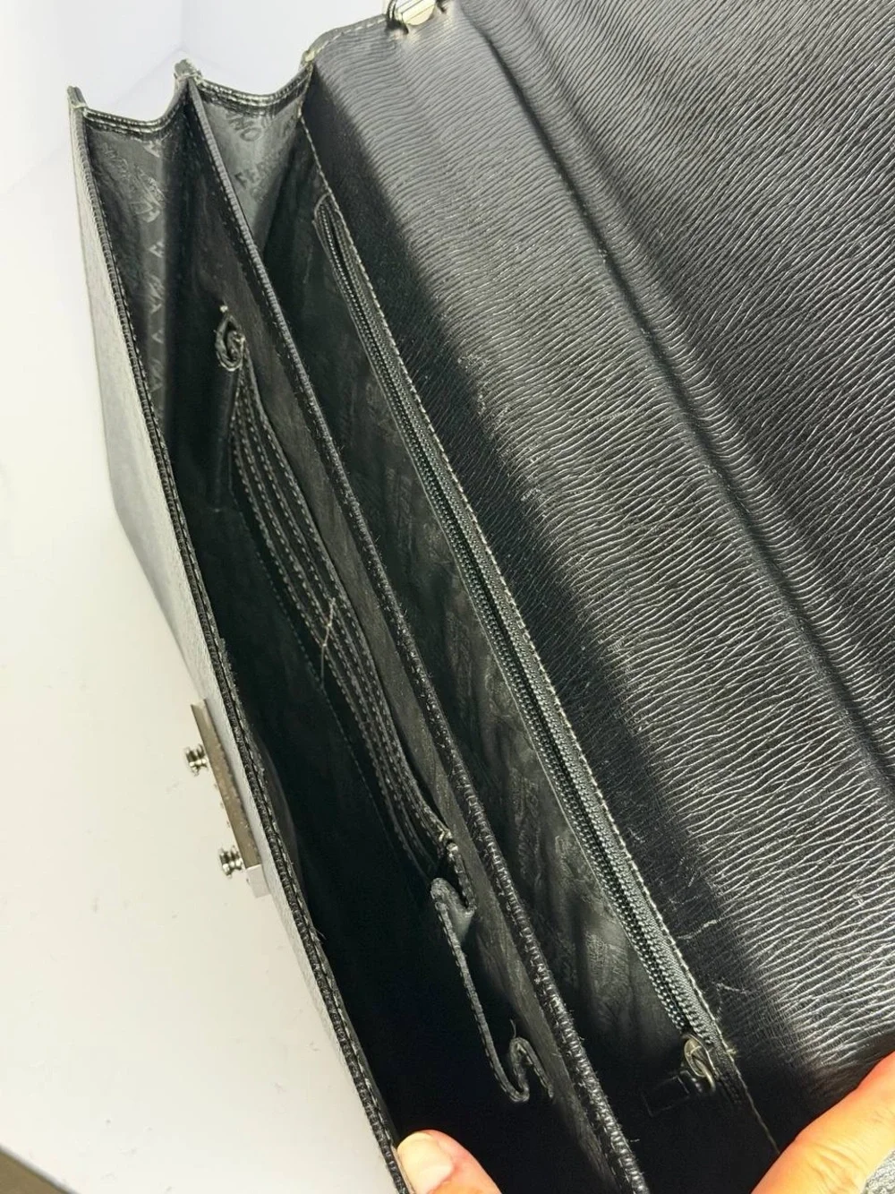 Salvatore Ferragamo Black Leather Sturdy Briefcase Business Bag